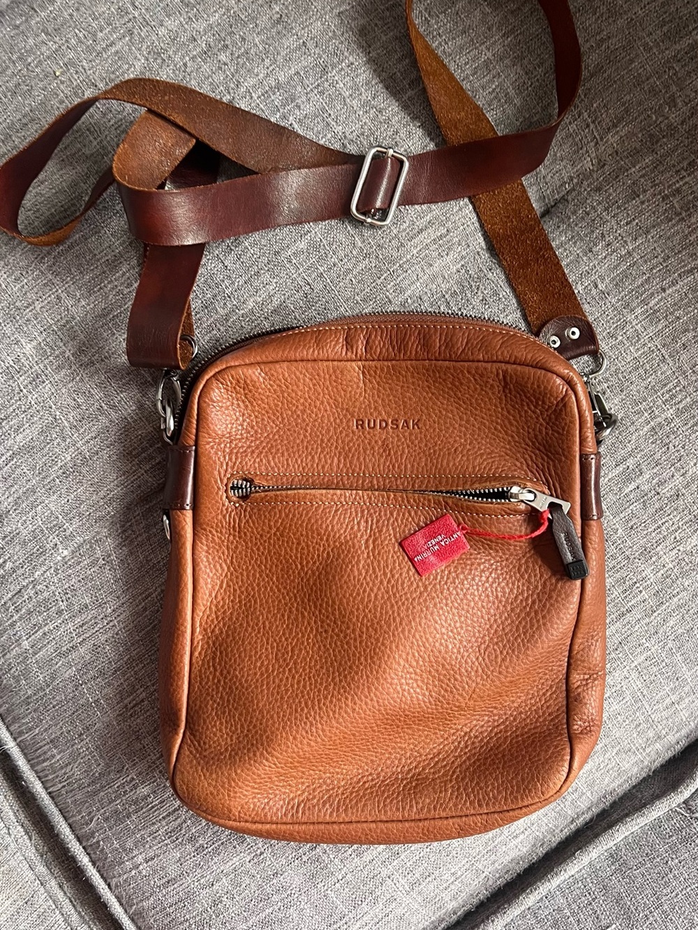 RUDSAK Brown Leather Pebbled Messenger Crossbody